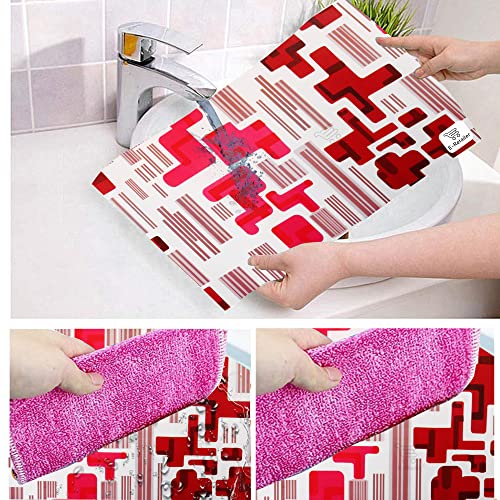 Image of Polyester 3-Layered Fridge Top Cover /Refrigerator Cover with Utility Pockets and Set of 6 Pc Fridge Mats (Color- Red, Size-39x21 Inch)