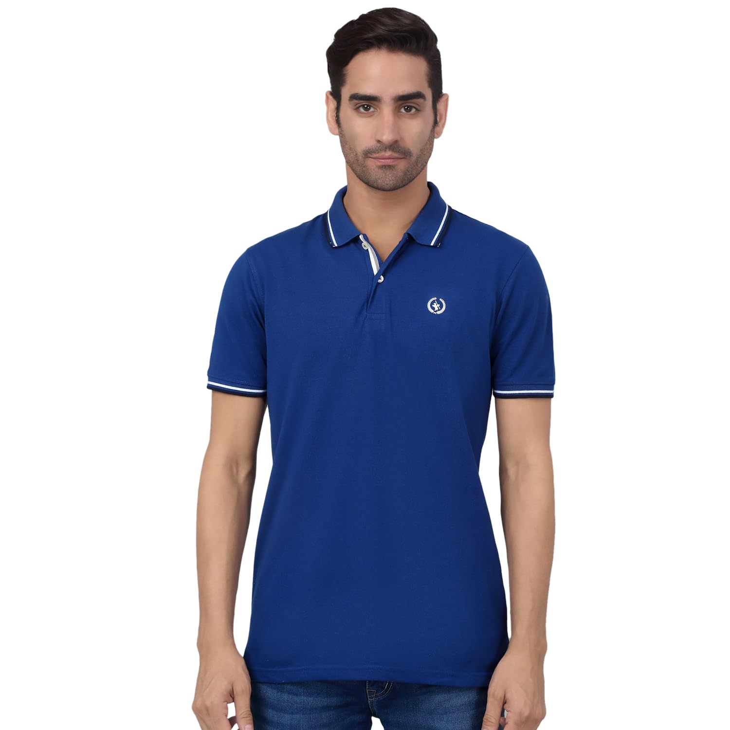 cantabil T-Shirt for Men l Breathable & Soft with Color Fastness Regular Fit Polo Neck Poly Cotton Fabric Solid Pattern-picture-11