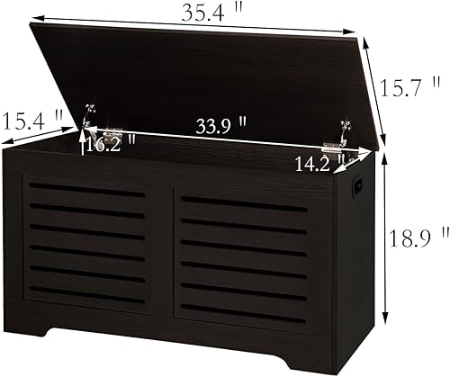 Miniatura 3 de DINZI LVJ Storage Chest, Flip-Top Wooden Toy Box with 2 Safety Hinges, Retro Entryway Shoe Bench, Sturdy Large Storage Trunk for Living Room,