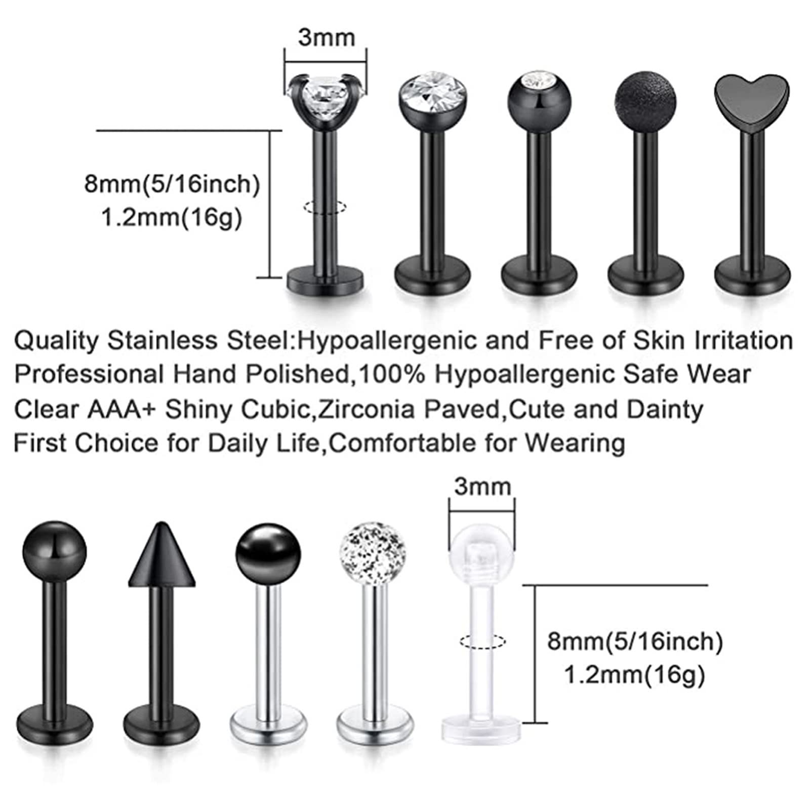 Mały kolczyk do nosa, biżuteria do piercingu chrząstki, stal chirurgiczna 35 szt., grubość 1,2 mm, cyrkonia sześcienna, unikalny design, biżuteria, prezent przyjaźni