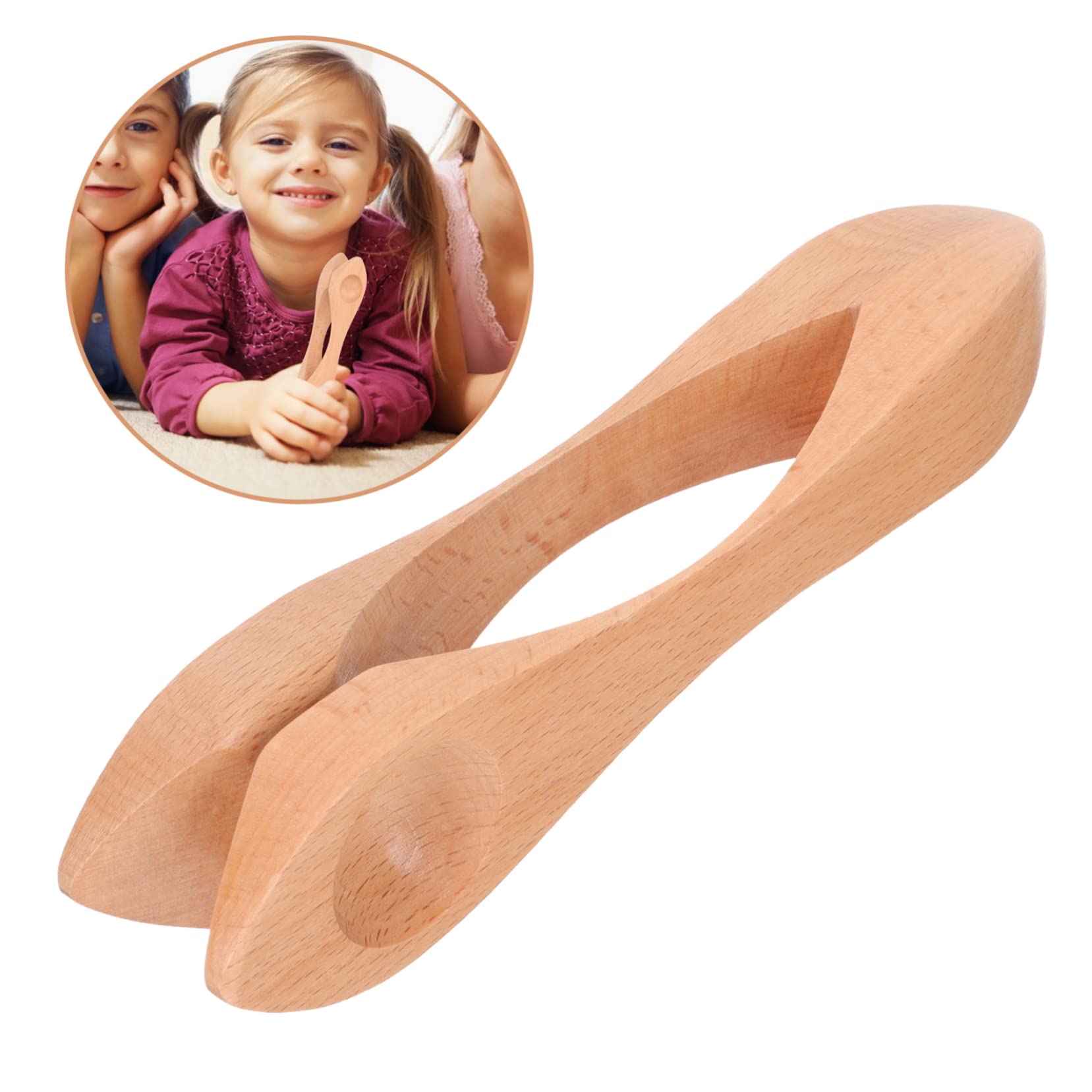 BESPORTBLE 5 Pezzi Cucchiai Musicali in Legno Naturale per Strumento Percussione Educativo per Feste e Spettacoli con Finitura Liscia e Tocco Confortevole