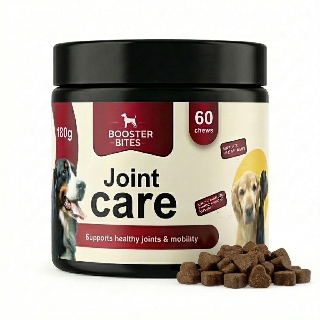 Booster Bites Joint Care for Dogs - 60 Soft Chews - Natural Joint Supplements for Dogs with Glucosamine, Chondroitin, MSM, Turmeric & Green Lipped Mussel - Dog Mobility Supplements for Hip & Joint