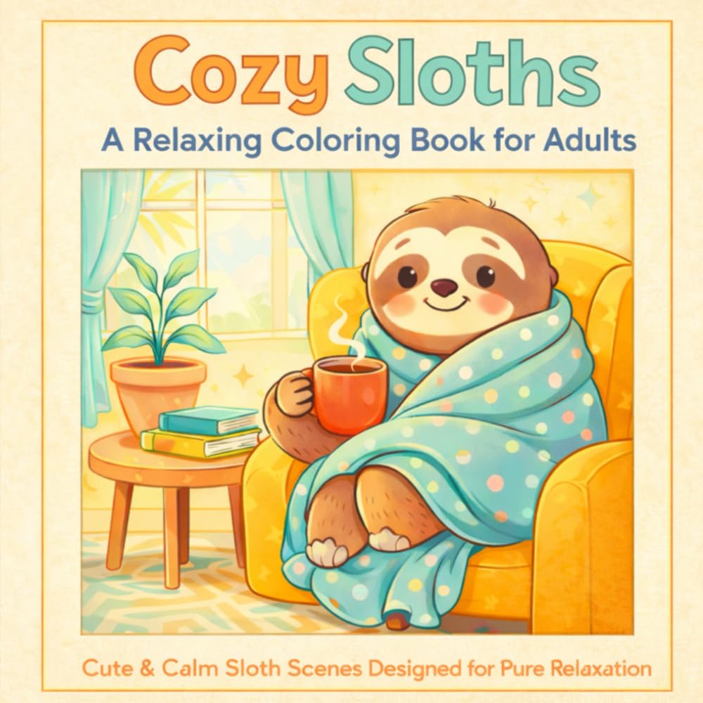 Cozy Sloths: A Relaxing Coloring Book for Adults