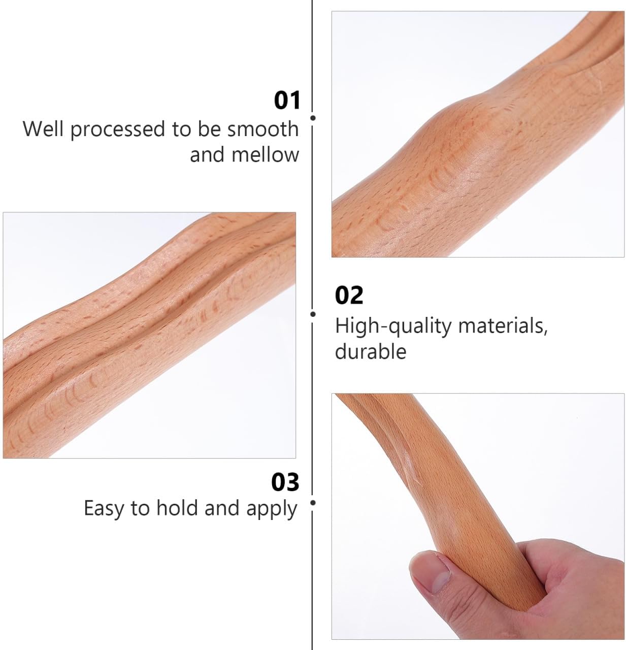 Beavorty Beech Wood Massage Stick 20.47 Inch Gua Sha Scraping Tool for Body Neck Shoulder Face Muscle Relief Blood Circulation and Relaxation