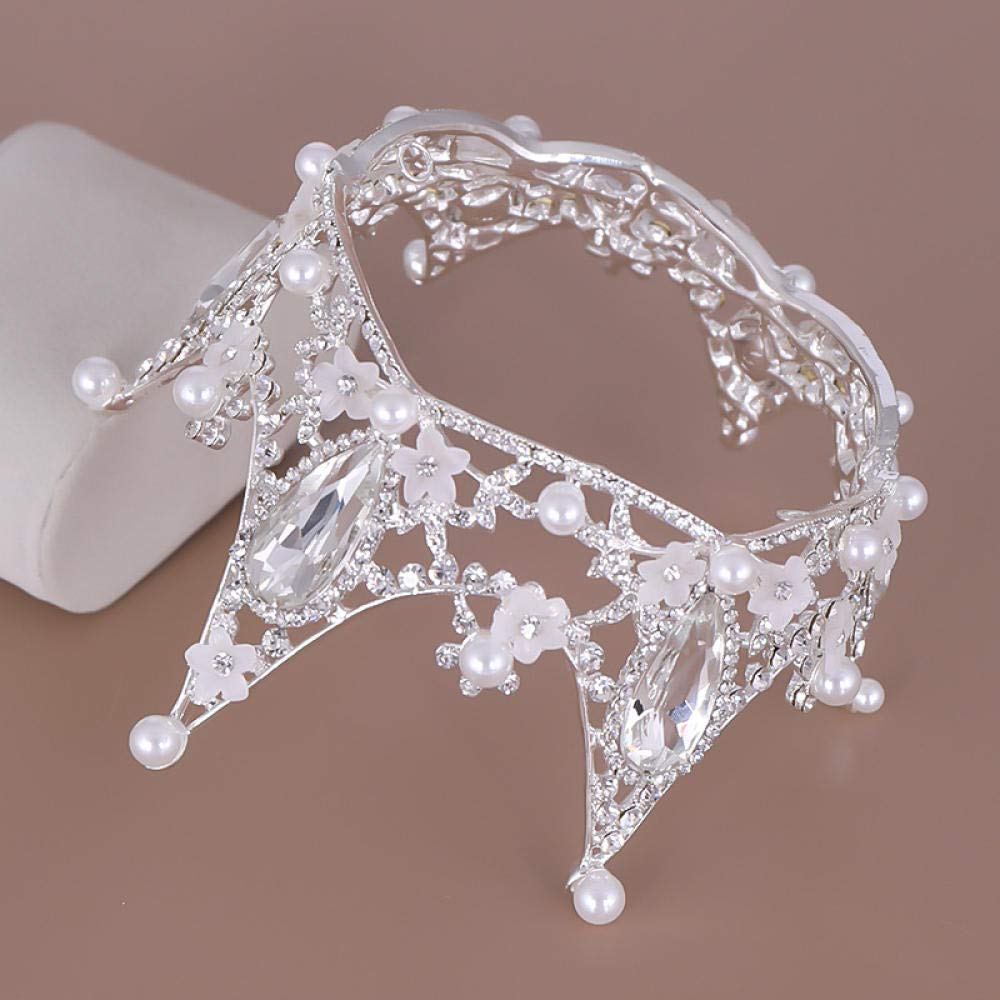 Tiara Aleación Rhinestone Nupcial Diadema Corona Full Circle Pearl Silver Princess Simple Moda Mujer Boda Boda Accesorios De Cabello Retro Parte Regalos