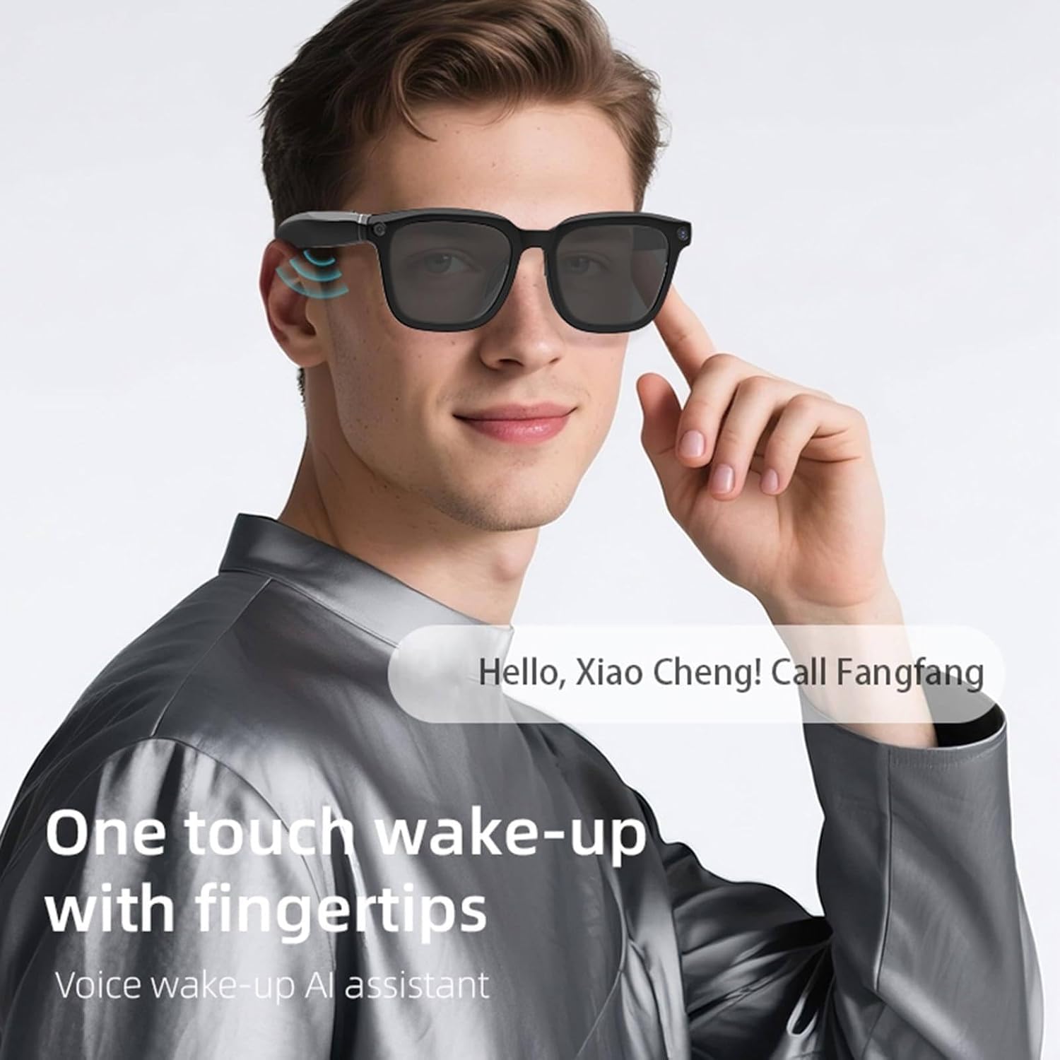 Inteligentne okulary AI z kamerą, dźwięk Bluetooth, tłumaczenie w czasie rzeczywistym, asystent głosowy, nagrywanie wideo 1080p, do podróży i spotkań, czarne