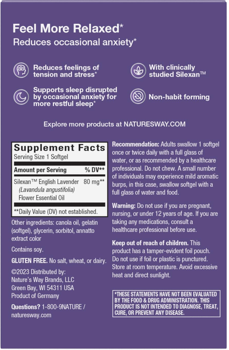 Nature's Way CalmAid Lavender Oil Supplement, Calm & Stress Support*, 30 ct — Amazon image 8