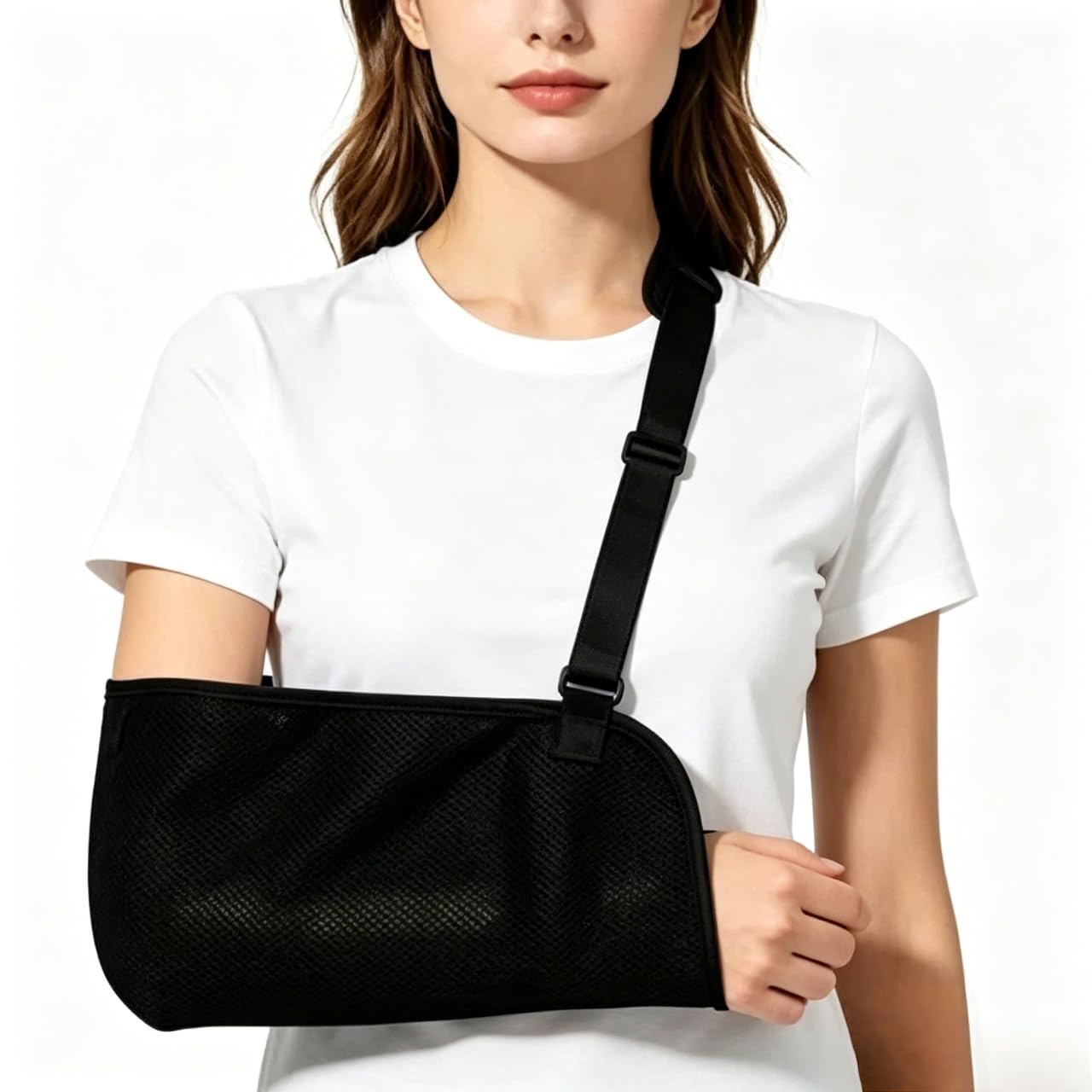 Mesh Arm Sling Breathable Arm Support Sling For Injury Adjustable Right Left Shoulder Immobilizer Black Support Brace Strap For Broken Arm,Dislocated Shoulder Wrist Elbow,Sprain Injury Recovery