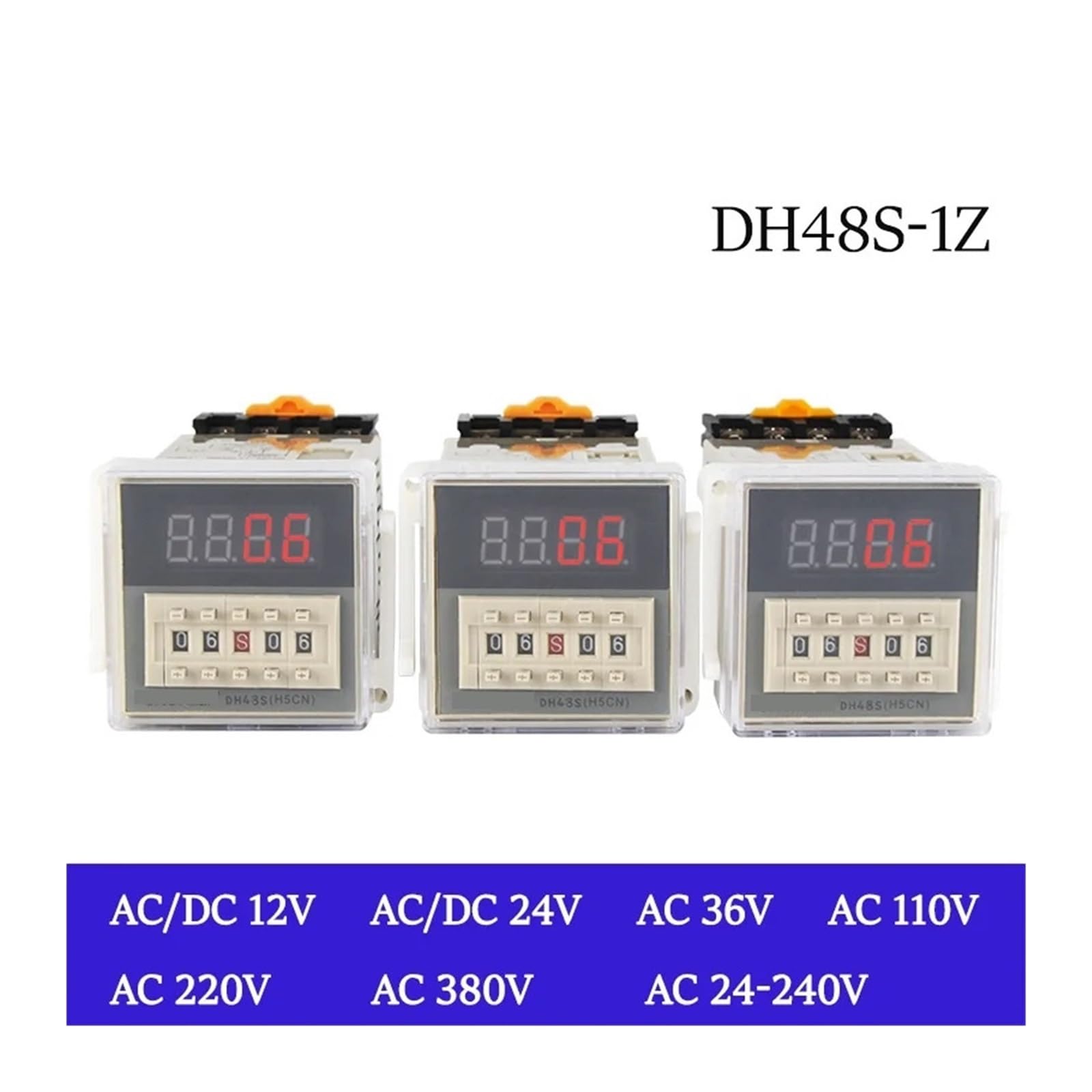 Przekaźnik czasowy Przekaźnik czasowy Cyfrowy programowalny wyłącznik czasowy DH48S-1Z 0,01S-99H99M podstawa AC/DC 12V 24V 36V 110V 220V 380V Timer opóźniający (DCAC12V)