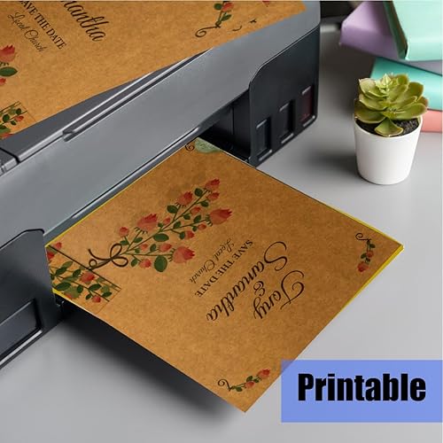 Miniatura 3 de ANSSDO Paquete de 50 tarjetas y sobres en blanco de 5 x 7 pulgadas no plegados cartulina de papel kraft pesado y sobres A7 para tarjetas de