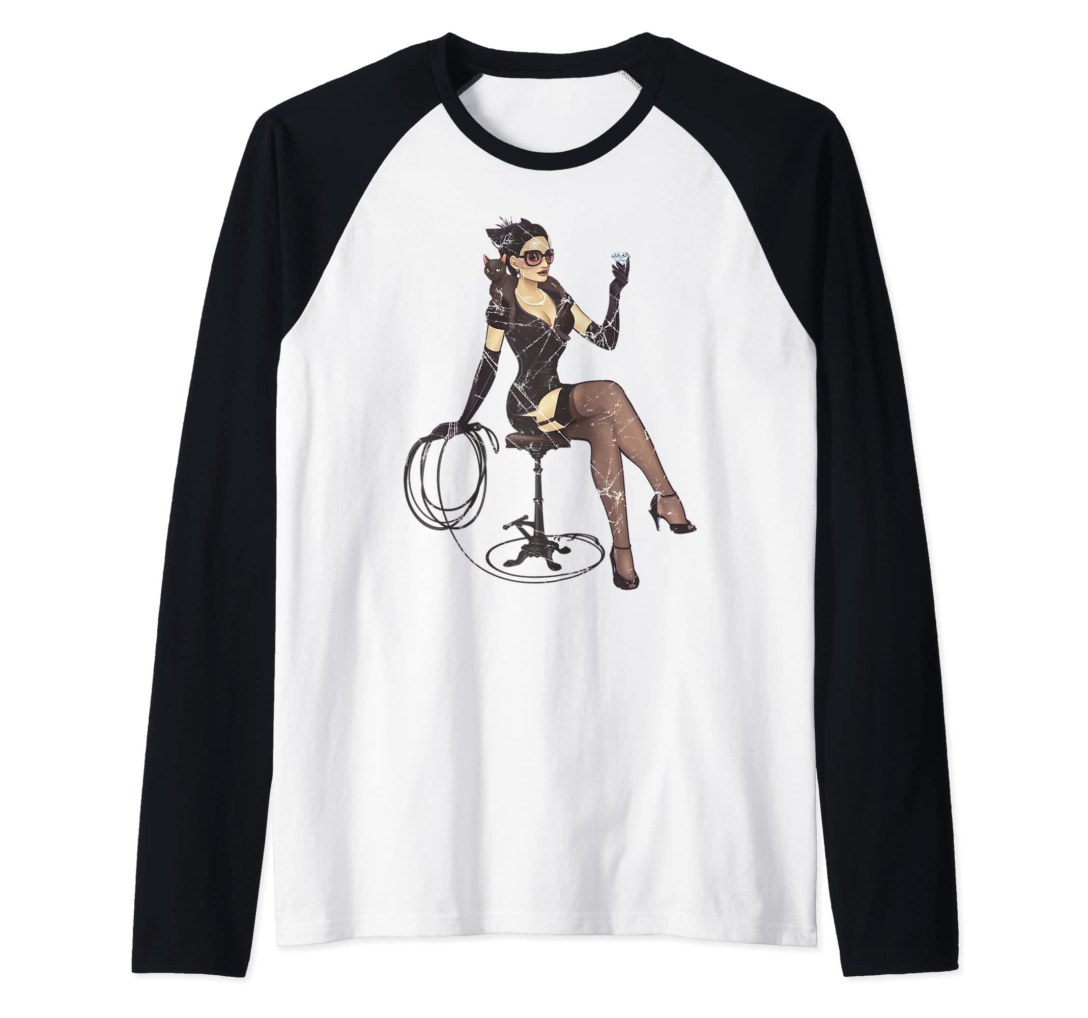 dc comicsUS DC Bombshells Catwoman Heather Raglan Baseball Tee