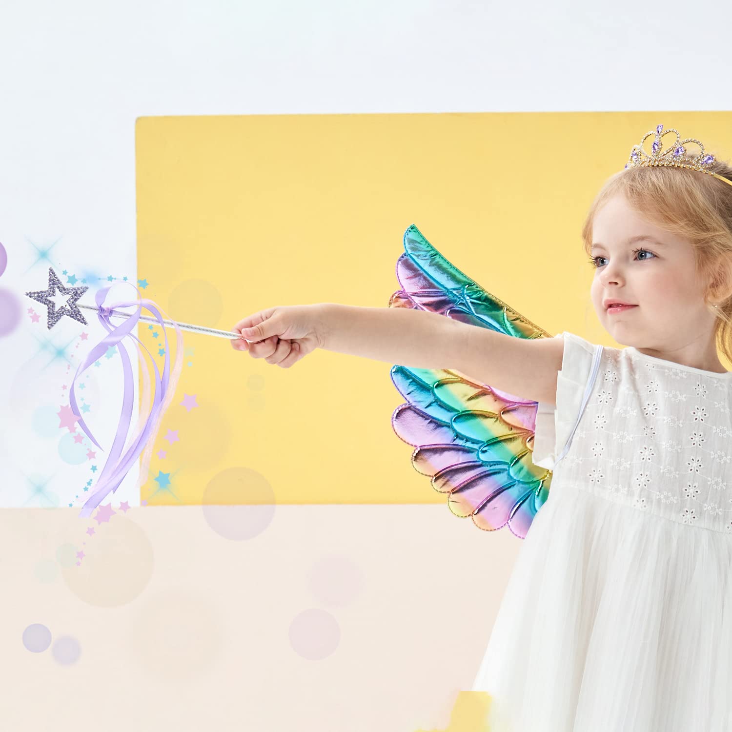 Lovelyshop Lavender Crystal Metal Star Fairy Wand with Ribbon for Girls Halloween Decorations, Purple - Image 2