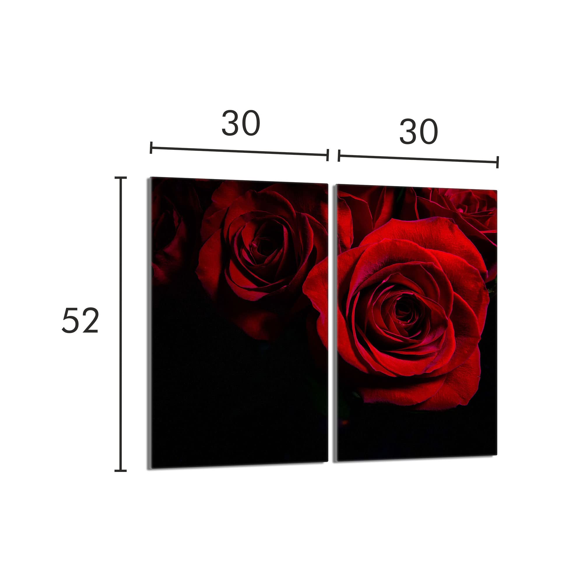 Tabla de cortar decorativa de cristal templado y cubre vitro, Placa protectora de vitrocerámica 30 x 52 cm 2 piezas, para inducción, protección contra salpicaduras, decoración, ROSA