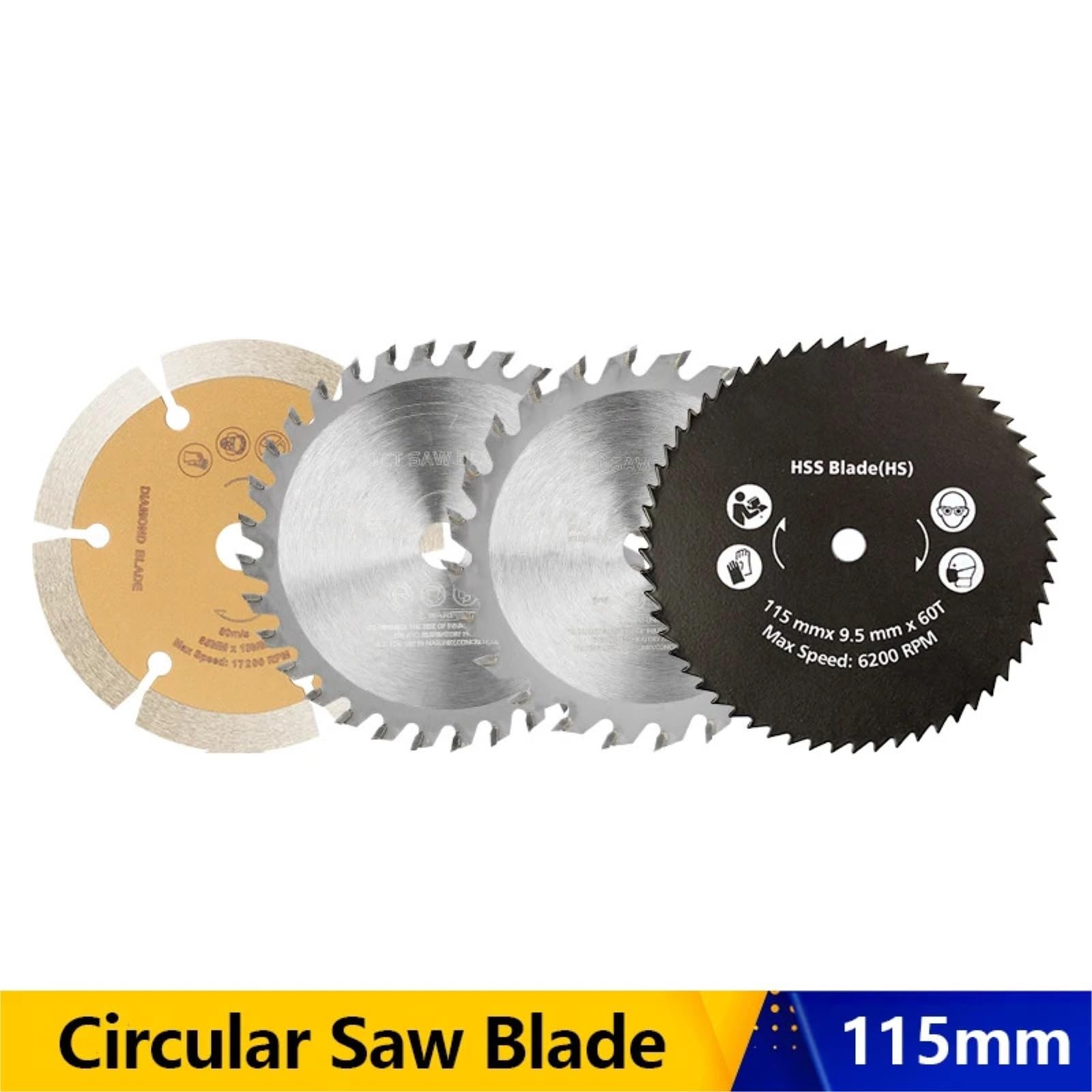Brzeszczot do cięcia metalu 1/4 sztuk 115 * 10mm brzeszczot do drewna z końcówką węglikową TCT piła tarczowa obróbki pcv plastikowa tarcza tnąca(4pcs 115mm Set)