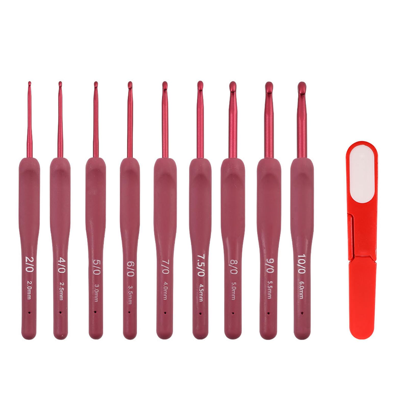9Pcs Crochet Hook 2.0mm-6.0mm Soft Ergonomic Grip Aluminum with Scissors and Case for Knitting Project Soft Grip Aluminum