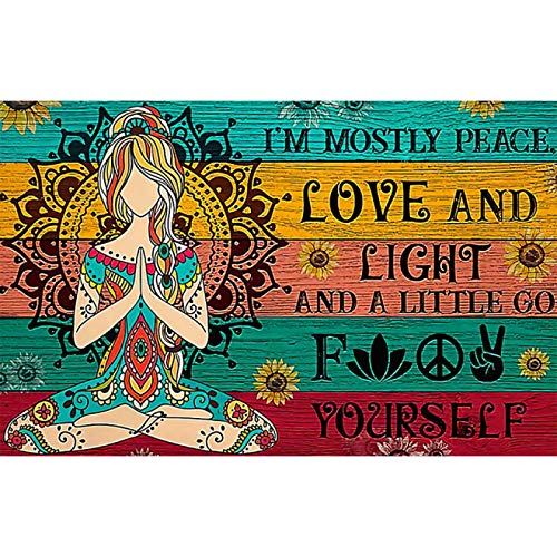Hippie Yoga Canvas Painting I'm Mostly Peace Love and Light Art Poster e stampe astratte Wall Art Pictures Home Decor 30x50cm senza cornice