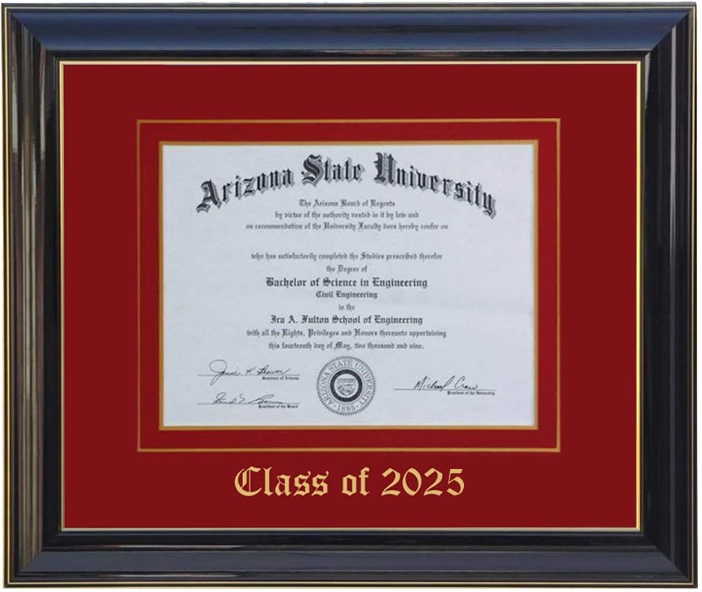 3art Diploma Frame 8.5x11 BLACK/RED (CUSTOMIZABLE)
