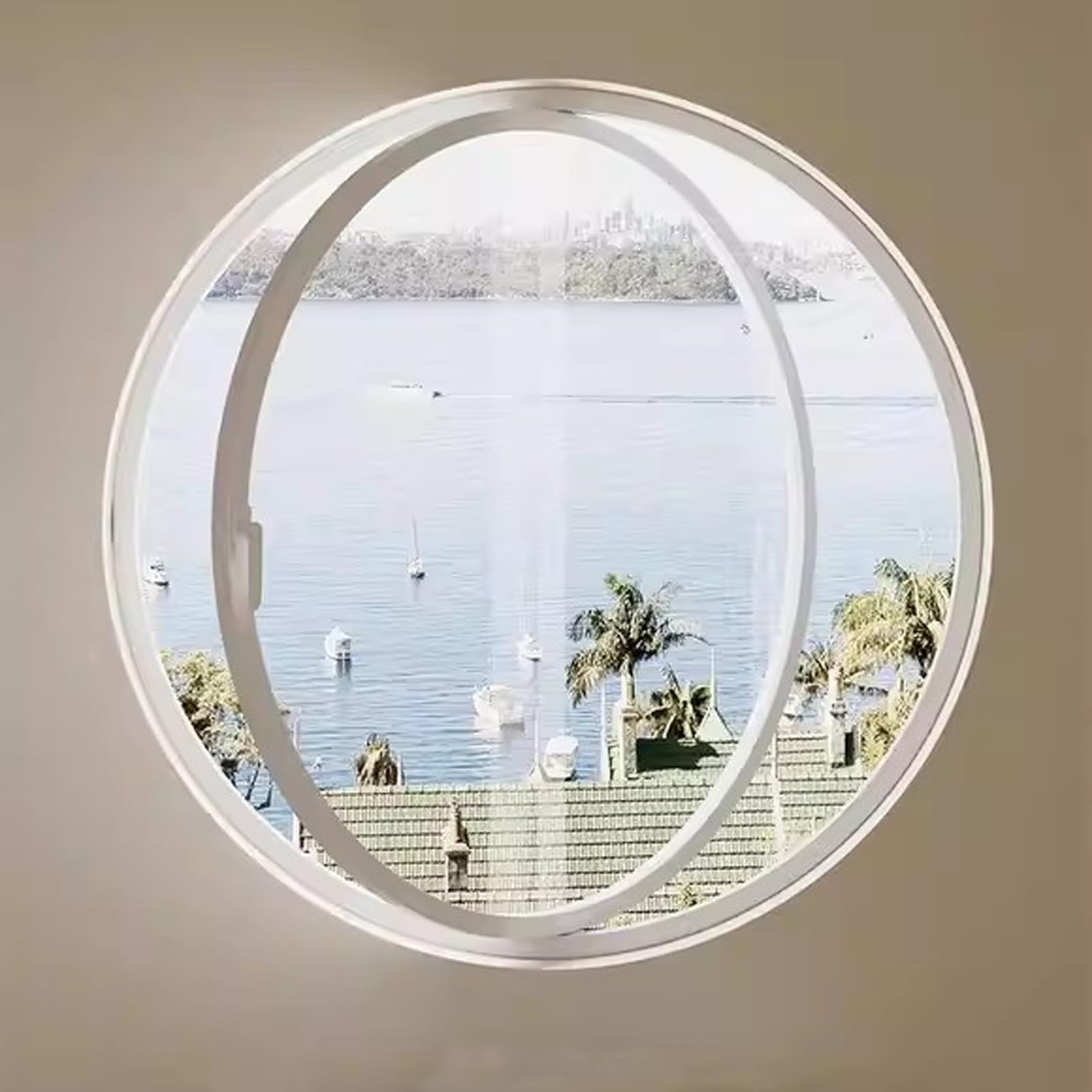 Finestra a oblò Rotonde, Finestra Scorrevole, Finestra a oblò rotanti con Vetro temperato, for Bagno, Camera da Letto, Soggiorno(White,60x60cm/24x24in)