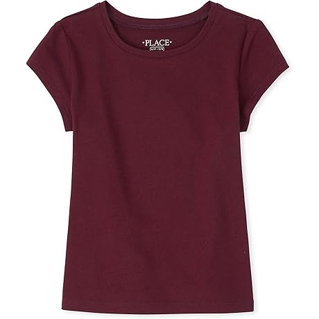 Toddler Girl's Classic Short Sleeve Burgundy T-shirt