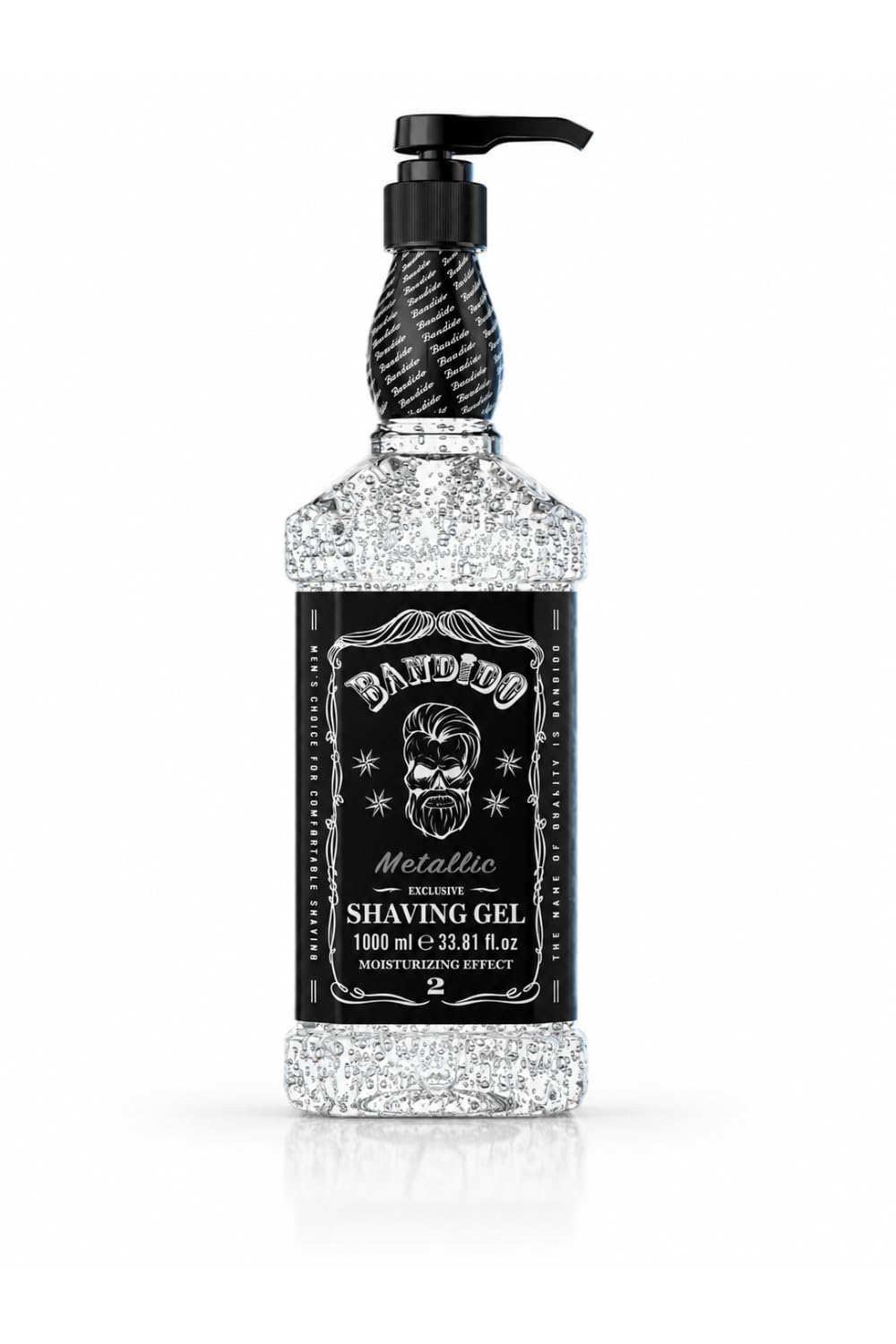 Bandido Shaving Gel Men Metallic Silver 1000ml - gel à raser transparent rasage homme non moussant rasage précis des contours de la barbe