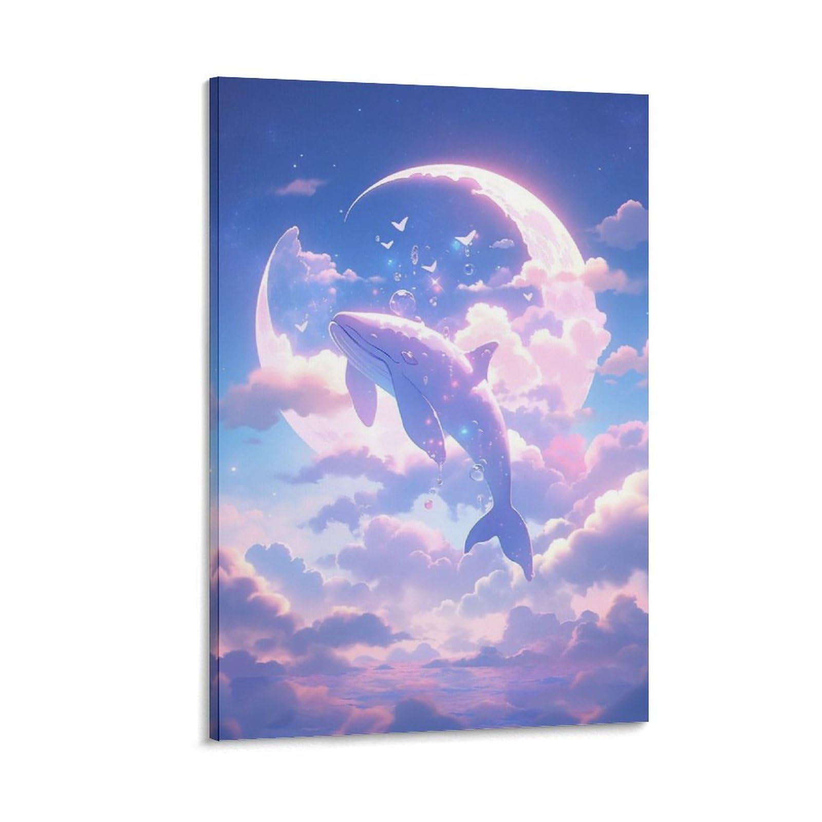 Amazon.co.jp: 絵画 クジラは雲に乗って空を飛びますインテリア 絵画