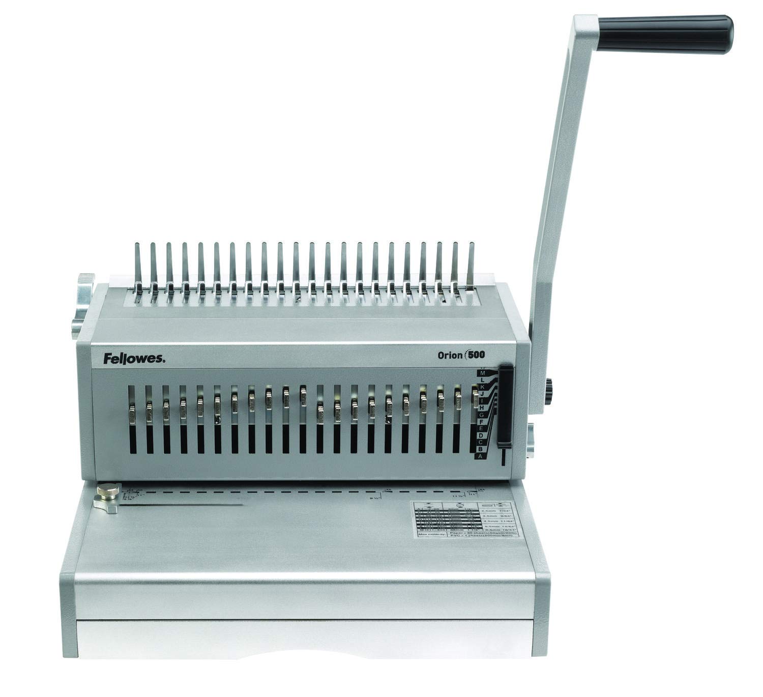 Fellowes Orion 500 Plastikbindegerät mit Dokument-Messfunktion Stanzleistung: 30 Blatt/Bindeleistung: 500 Blatt, silber