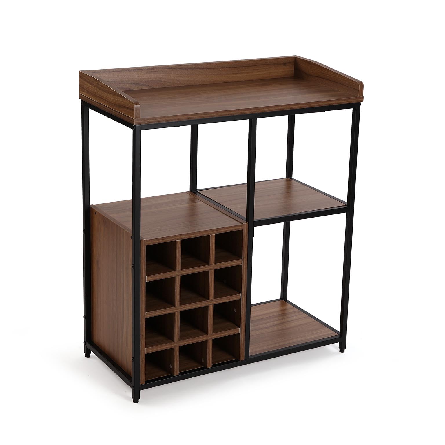 Versa Weinregal für 12 Flaschen, moderner Stil, 81 x 70 x 34 cm, MDF-Holz und Metall, Braun und Schwarz