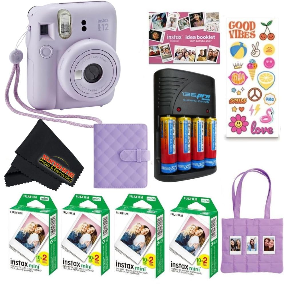 Fujifilm INSTAX MINI 12 Blue Bundle 2025 (80 Sheets, Lilac Purple (Holiday Bundle))