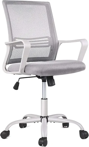 AFO Office Chair - Ergonomic Executive Mid Back Home Office Desk Chairs, Adjustable Height, Breathable Mesh, Grey 1