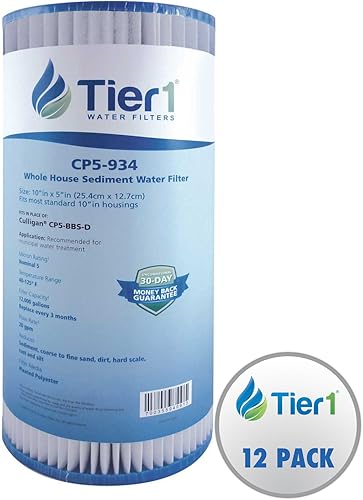 Miniatura 2 de Tier1 Paquete de 12 cartuchos de repuesto de filtro de agua de sedimentos plisados de poliéster para toda la casa, compatible con Culligan
