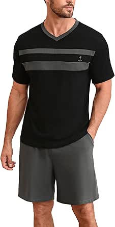 WAZHAKU Pyjama Court Pour Homme - 2 Pièces - Tenue D'été