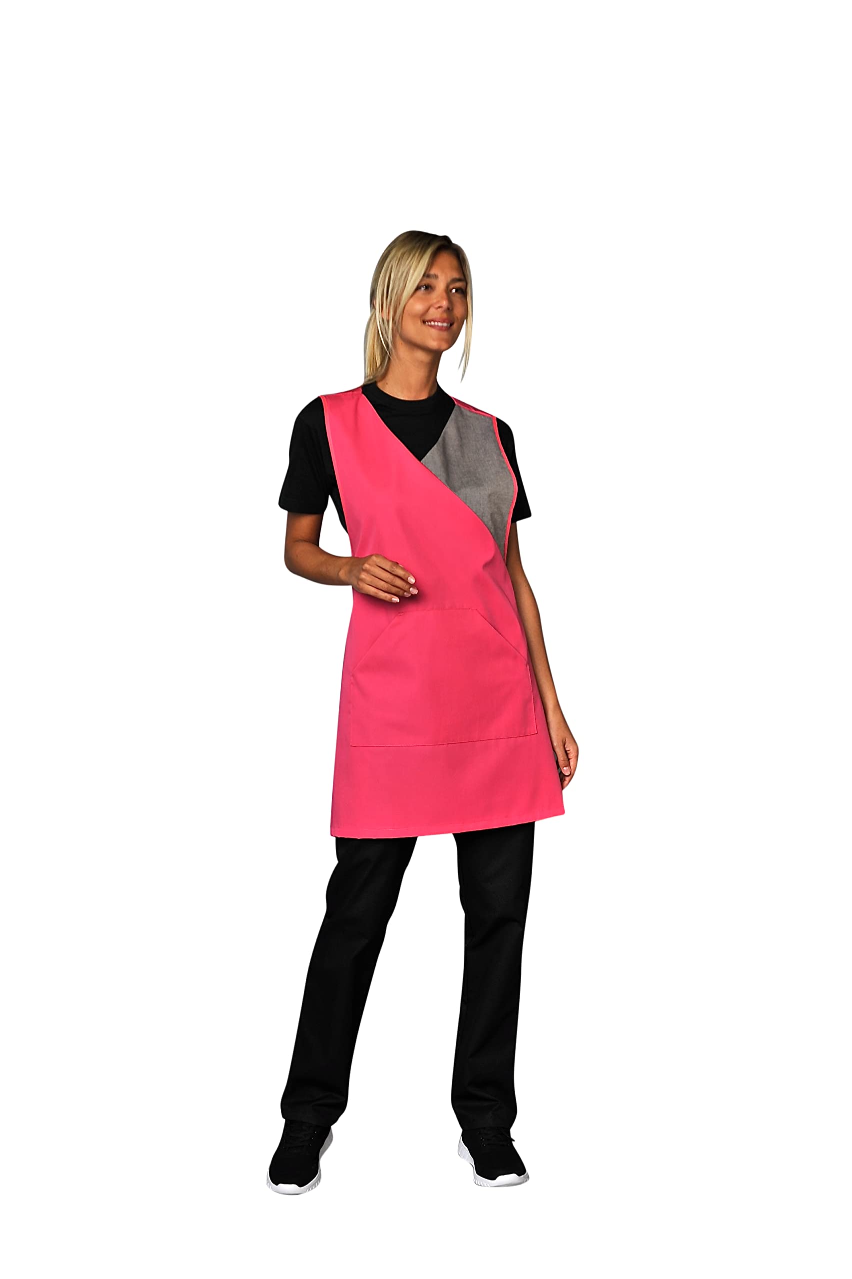 SNV chasuble femme ménage entretien sans manches réglable polycoton 195 g poche kangourou tenue de travail professionnelle blanc