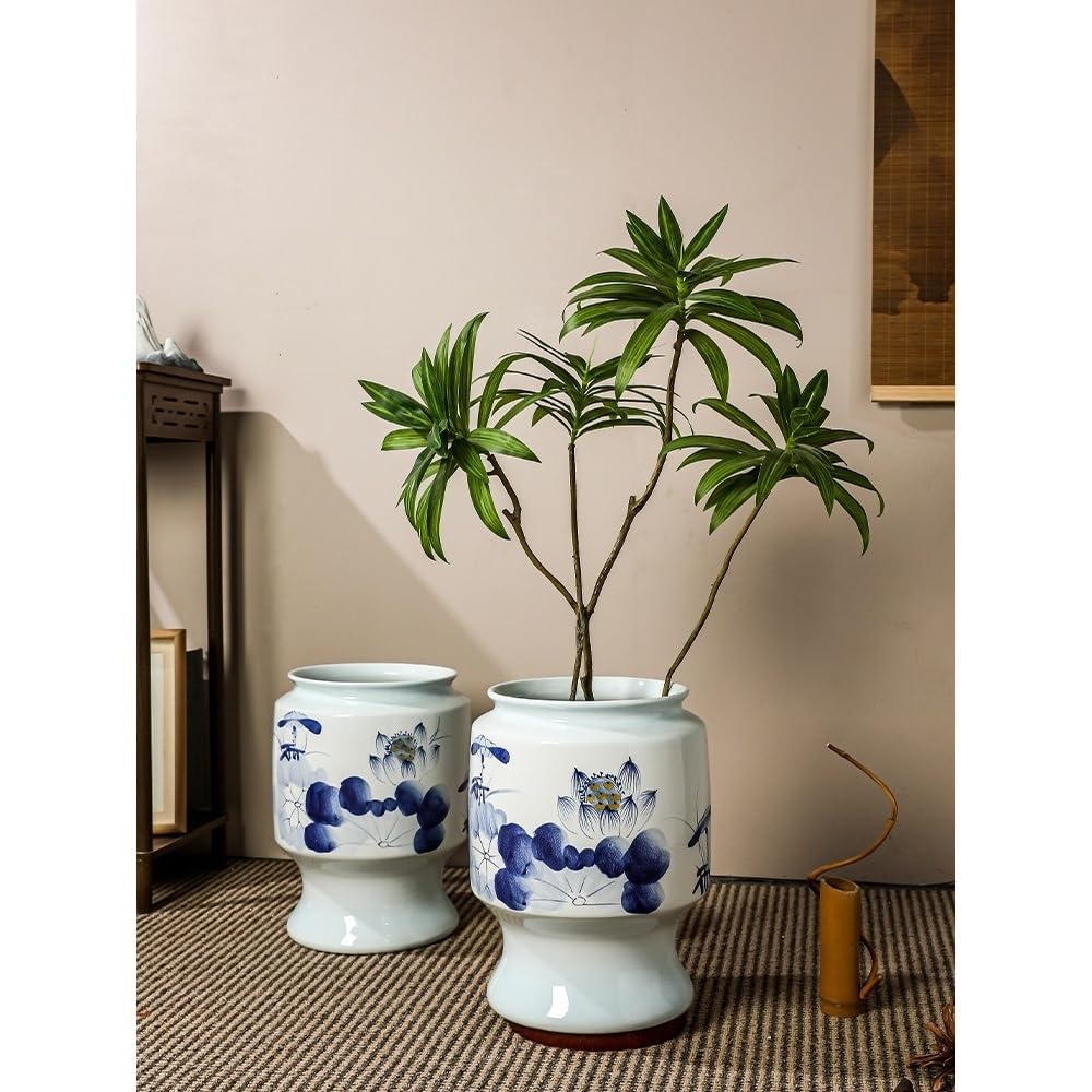 macetas para plantas Doniczka ceramiczna Jingdezhen High Temperature Ceramic Flowerpot z wysokimi nóżkami, niebiesko-biała, ręcznie malowana doniczka dla Domu Ogrodowego