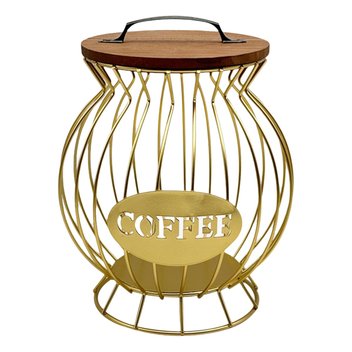Elnwnnkc 0338B Gold With Cove Multipurpose Sturdy Elegant Coffee Storage Basket With Lid To Keep Your Coffee Gear Organized And Easy Accessible Gear Storage