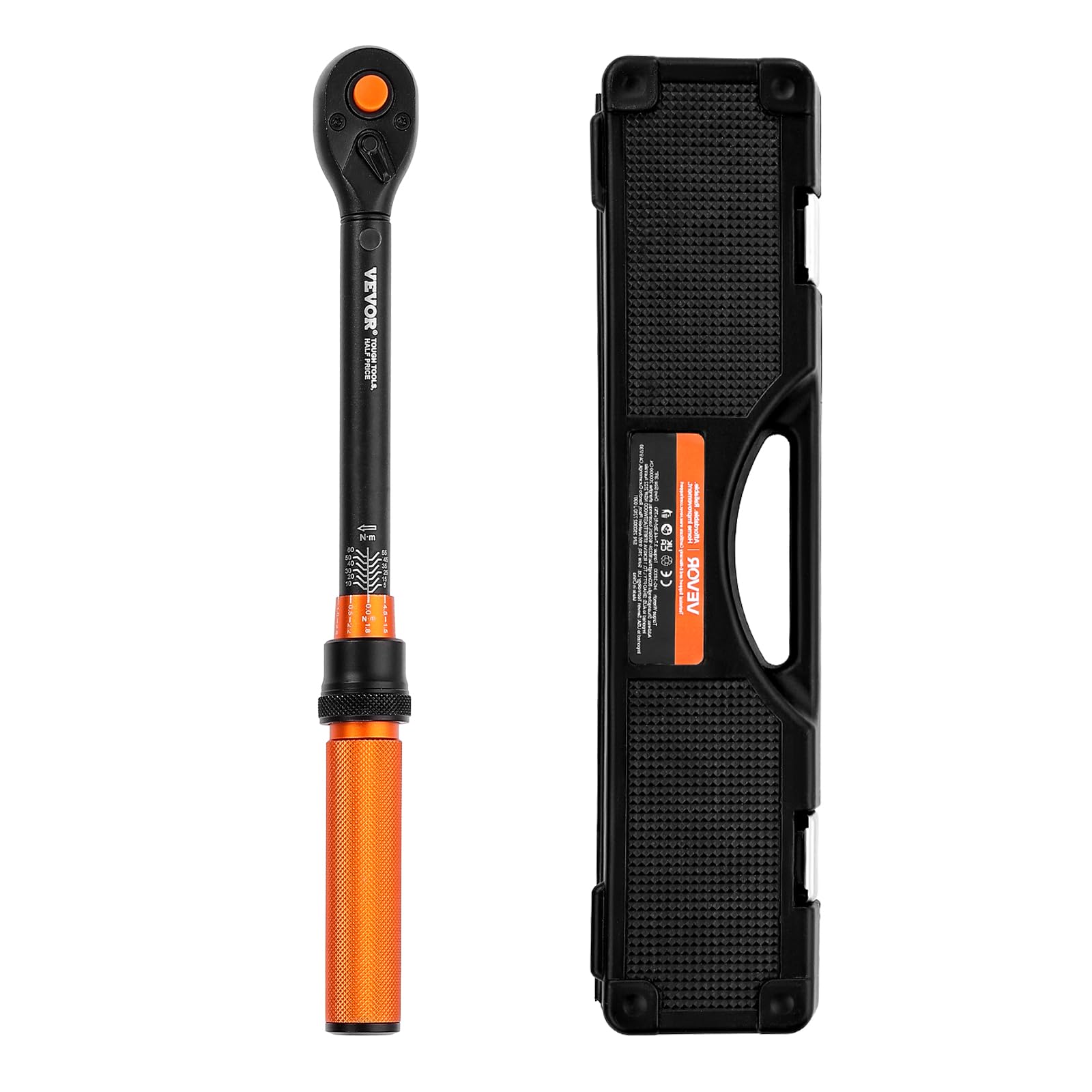VEVOR Set di Chiavi Dinamometriche Clic, 5-60 N.m e 3,7-44,3 lbf.ft Chiave Dinamometrica Bidirezionale, 72 denti, con Barra di Prolunga, Bussole per Candele, Adattatore, per Riparazione di Automobili