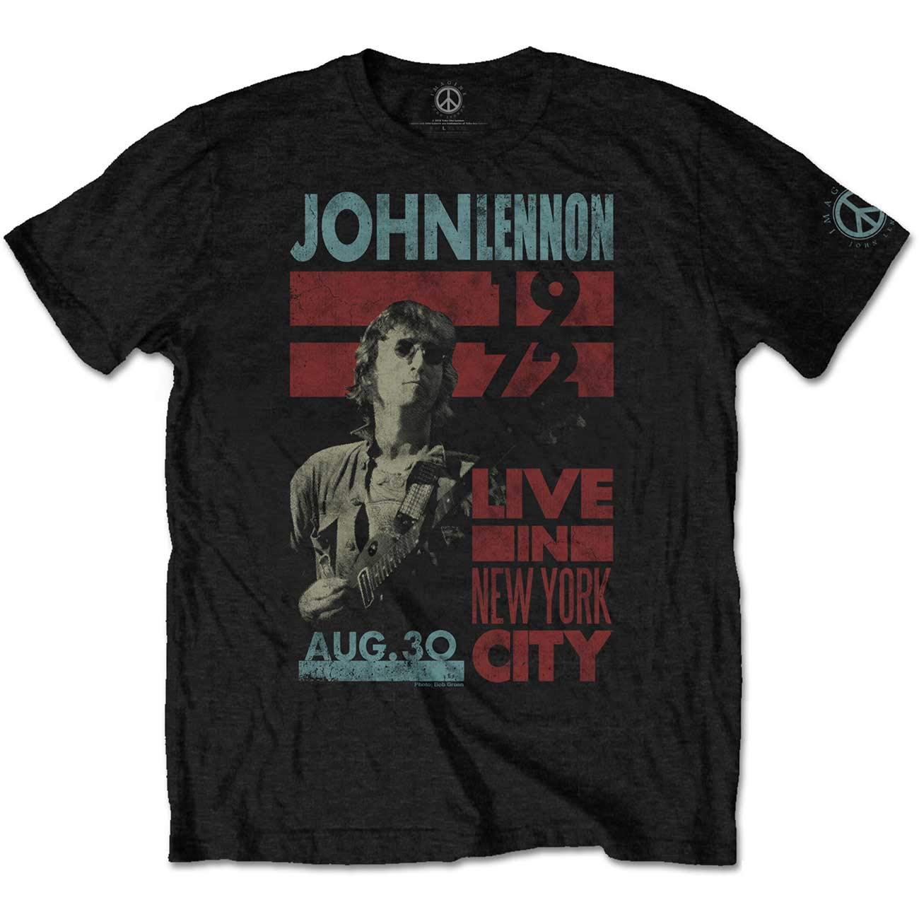 John Lennon Live In New York City officiel T-shirt Hommes unisexe - Les Beatles, Paul McCartney, John Lennon, RIngo Starr, George Harrison John Lennon Live In New York City officiel T-shirt Hommes unisexe