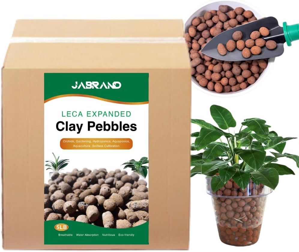Jabrand Jabrand LECA 8LBS Clay Pebbles, Organic Expanded Clay Pebbles 4mm-16mm Hydroponics Supplies Aquaponics Orchid for Indoor and Outdoor Garden Plants