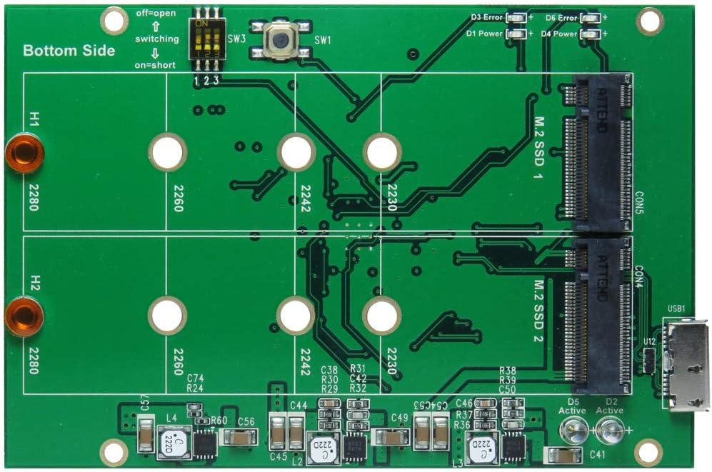 USB 3.1 Micro B to M.2 B Key X2 Raid Card