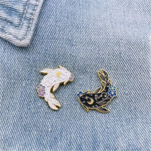 Image of 2Pcs coadipress Lovely Fish Brooch Enamel Lapel Brooches Pin Set Cute Cartoon Koi Fish Pins for DIY Backpacks Clothes Bags Jackets Hat Jewelry Accessories Gift