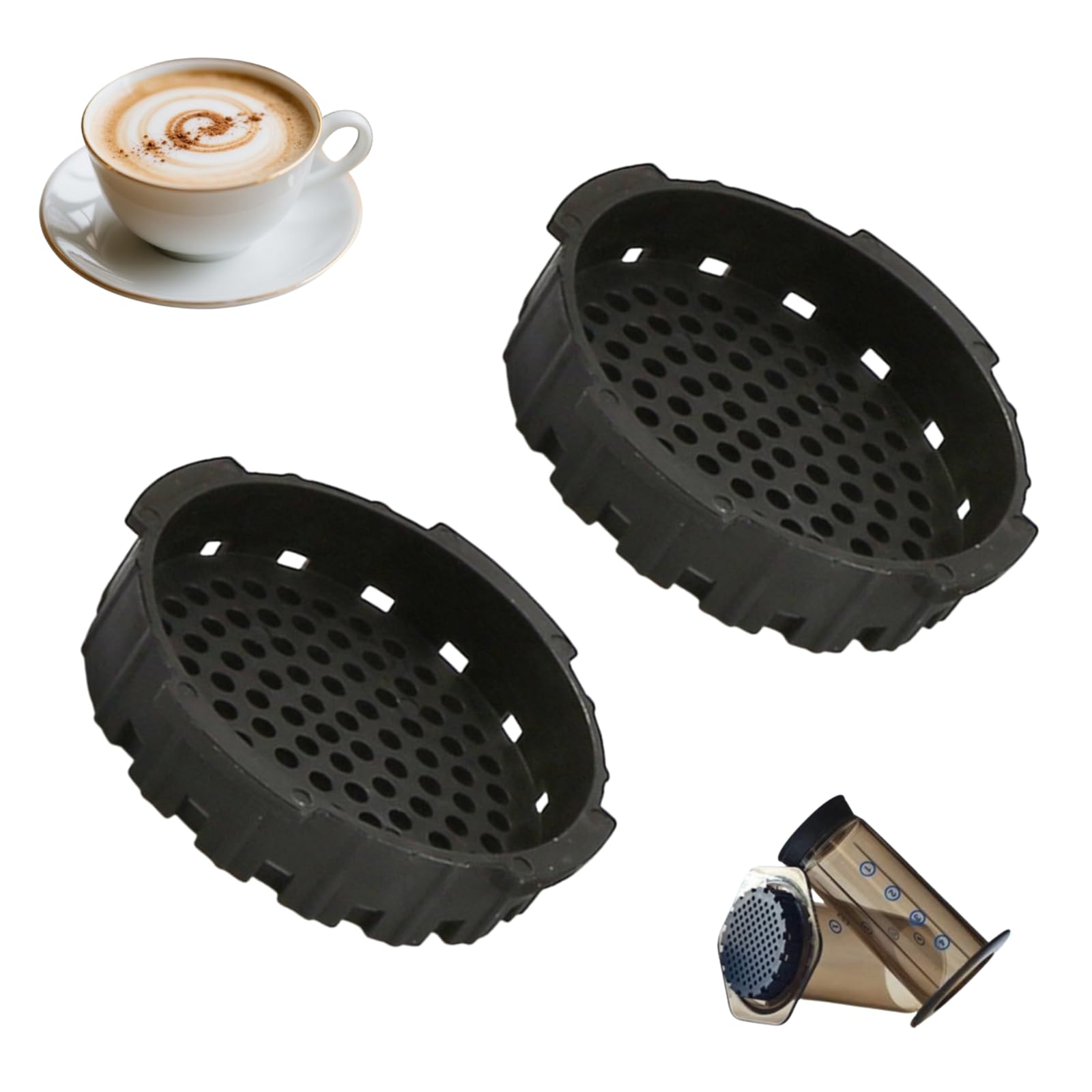2 Pcs Coffee Filter Cap Professional Coffee Maker Replacement Filter Cap for Kitchen, Black