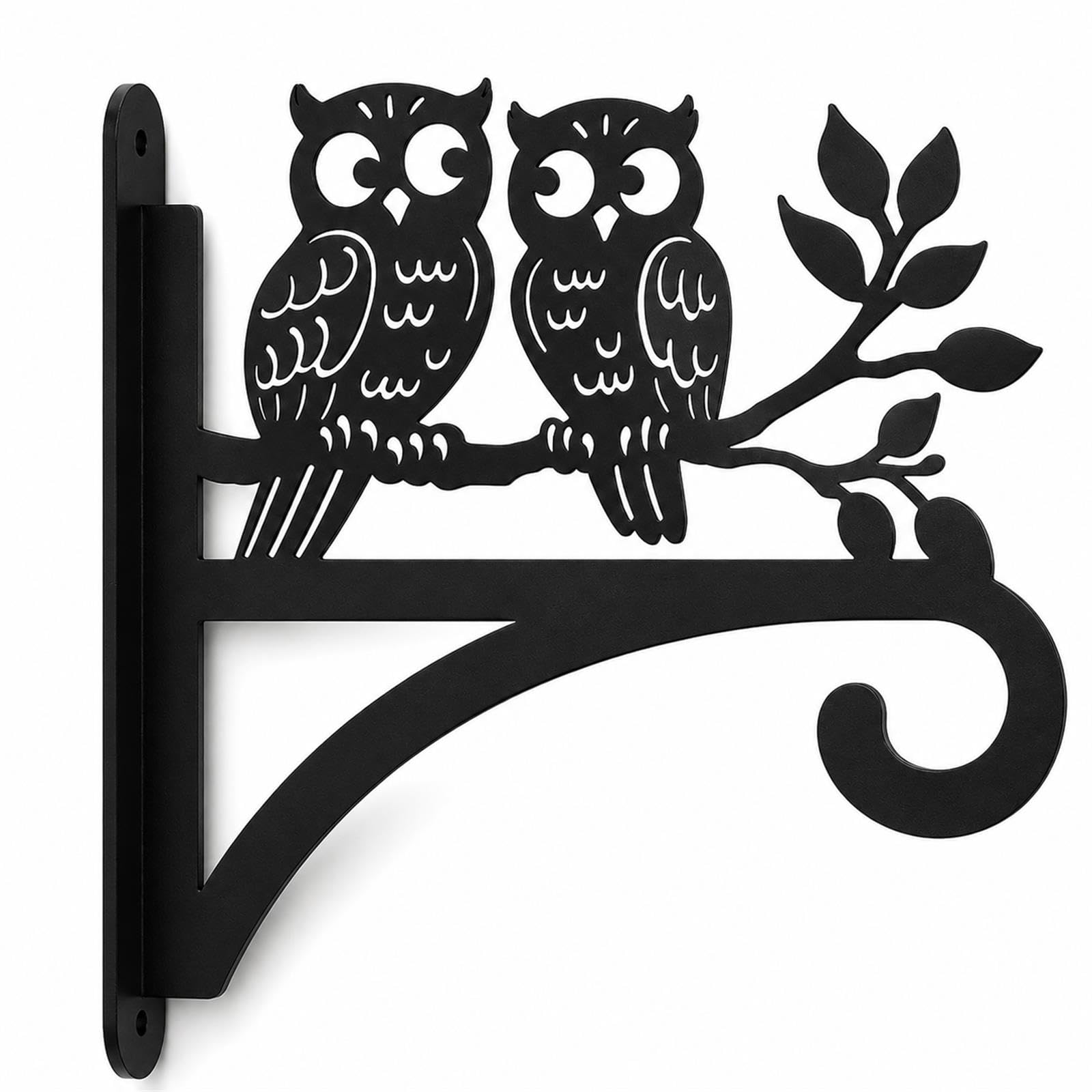 GOOGO Iron Plant Hanger Large, 40 x 30 cm Hanging Basket Brackets, Wall Mounted Metal Bracket for Hanging Plants, Flower Baskets, Lanterns, Wind Chimes, Balcony, Porch, Fence and Garden (Owl)