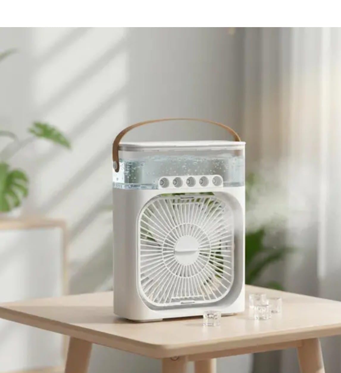 Portable Mini Air Cooler with Handle | USB Rechargeable Personal Cooling Fan with Water Tank | 3 Speed Modes | Desktop Air Cooler for Home, Office & Travel (White)-image-40