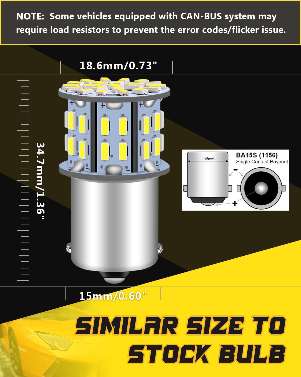 Lampadine LED P21W 1156 BA15S - Confezione Da 10 Pezzi 6000K Bianco Per Luci Auto E Veicoli