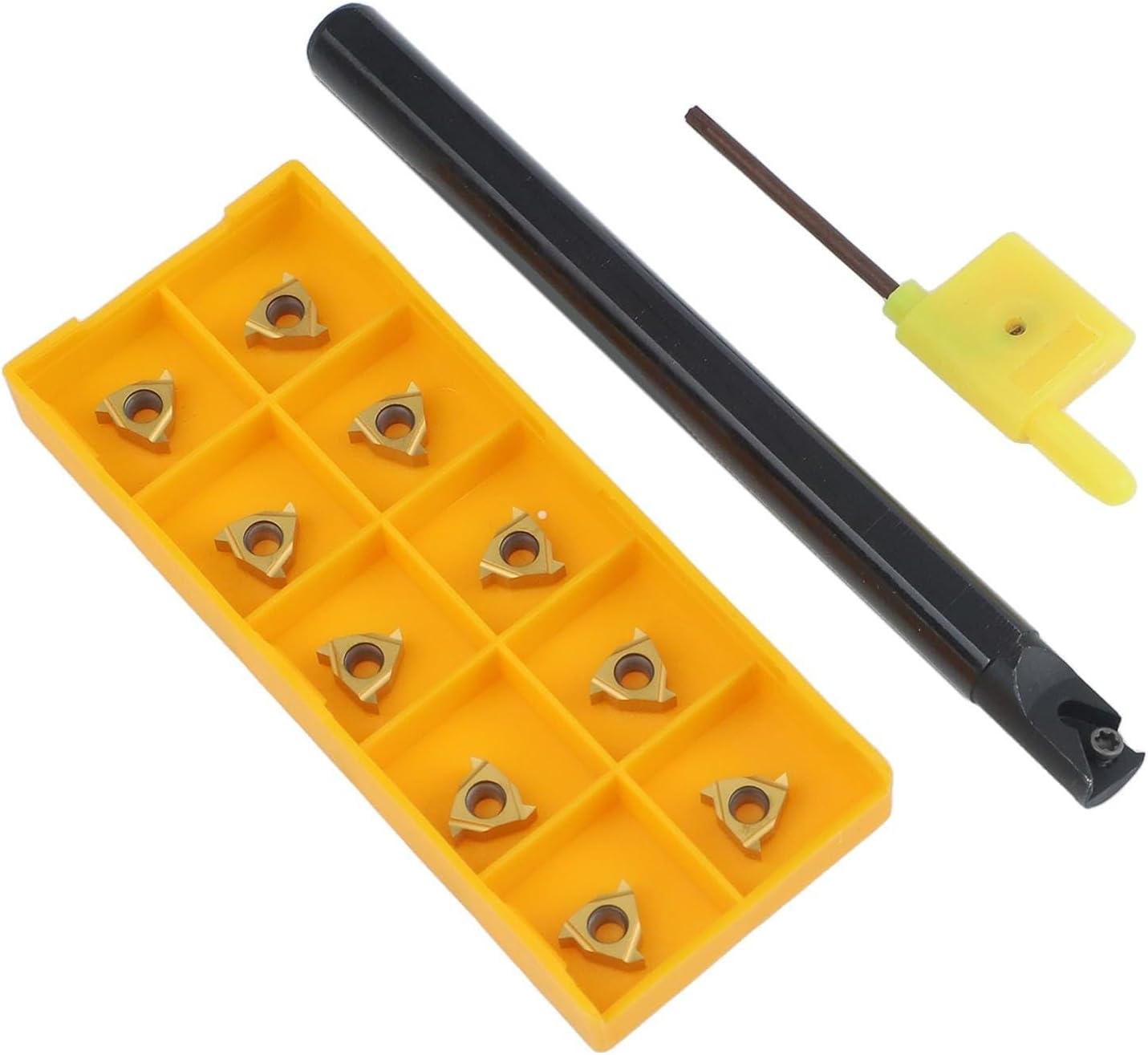 Right Hand SNR0010K11 Lathe Threading Holder Kit with 10Pcs 11IR A60 Carbide Inserts, CNC Turning Boring Tool for Metal, 125mm Length 45HRC Alloy Steel Rod
