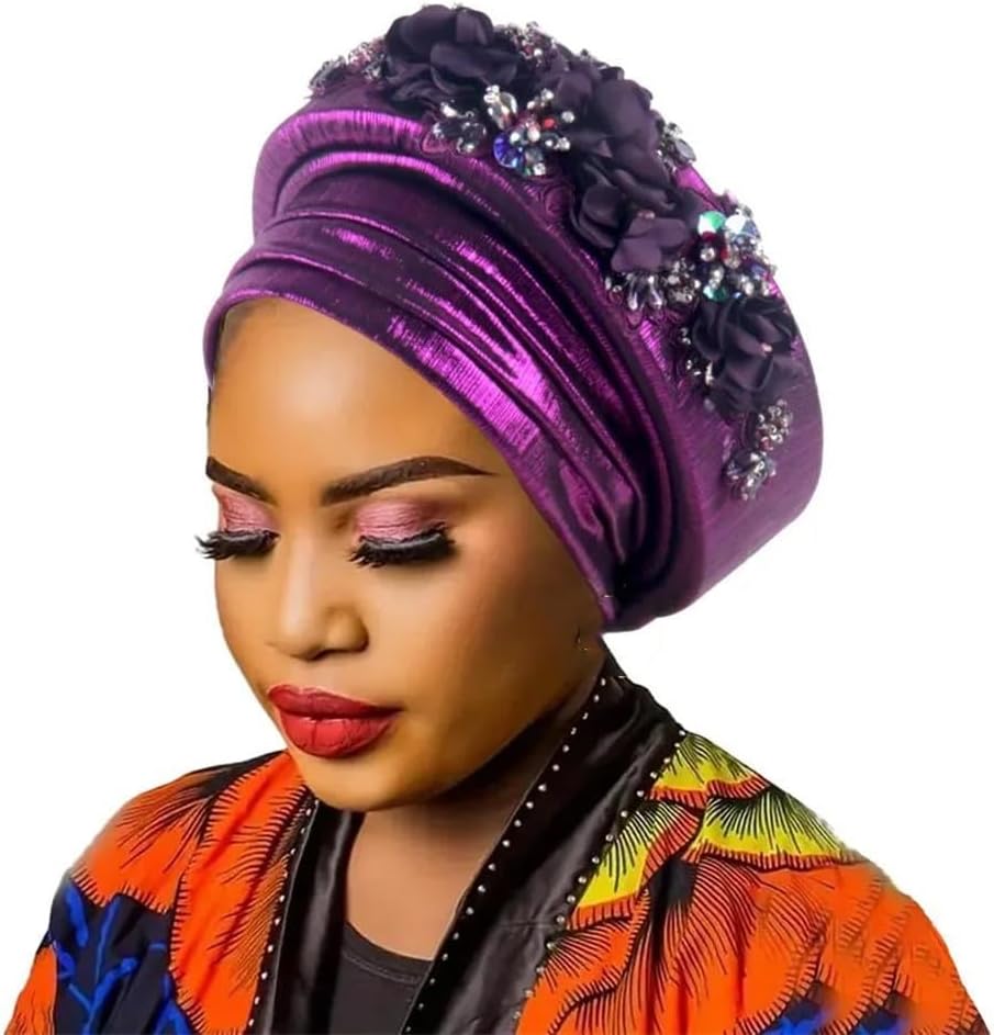 Dvbfufv African Flower Turban Cap Lady Headwraps Women's Wedding Party Auto Hat Outfits