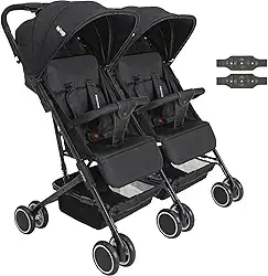 Carrinho Kiddo para Gemeos Duplo Mascote Preto