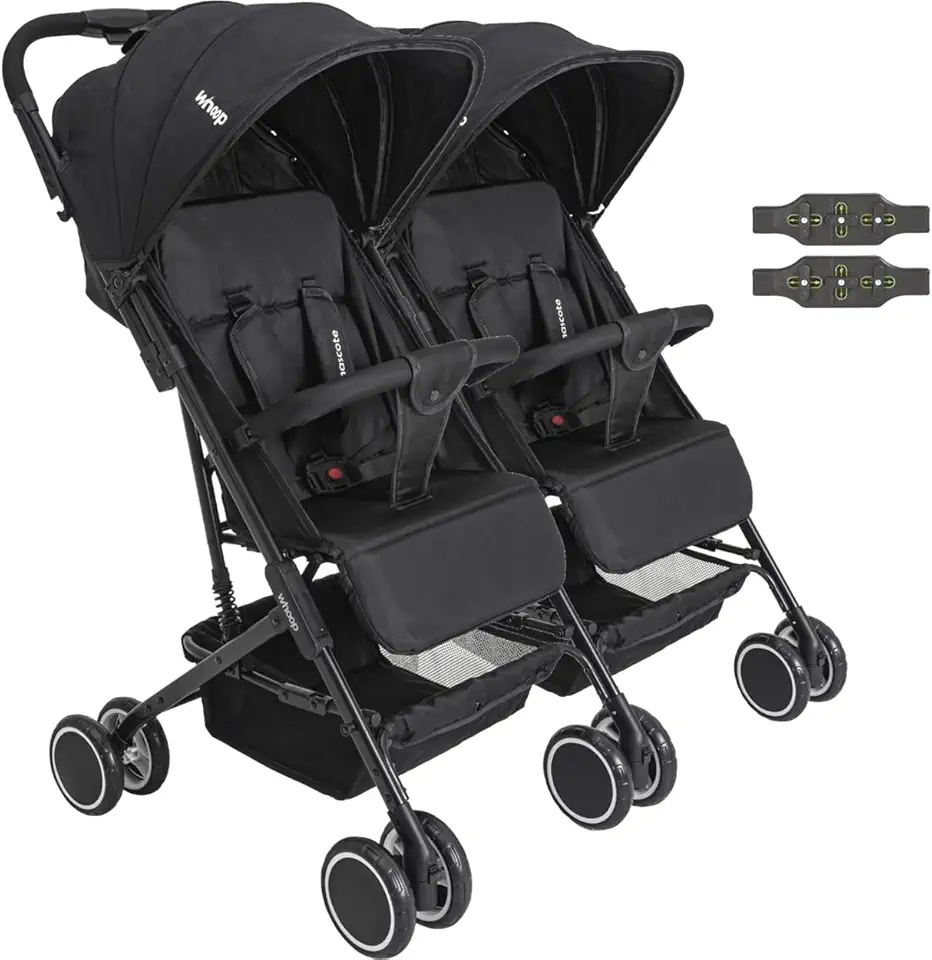 Carrinho Kiddo para Gemeos Duplo Mascote Preto