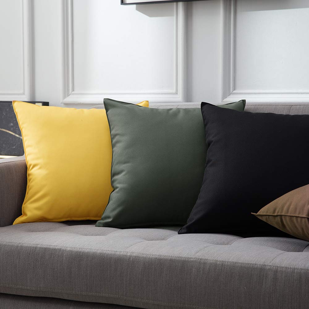 MIULEE Copricuscini Impermeabili per Divano Federe Cuscini Esterni per Soggiorno Camera da Letto Fodera all'Aperto per Balcone Decorativi ed Eleganti Quadrati per Casa 4 Pezzi 45X45 CM Giallo
