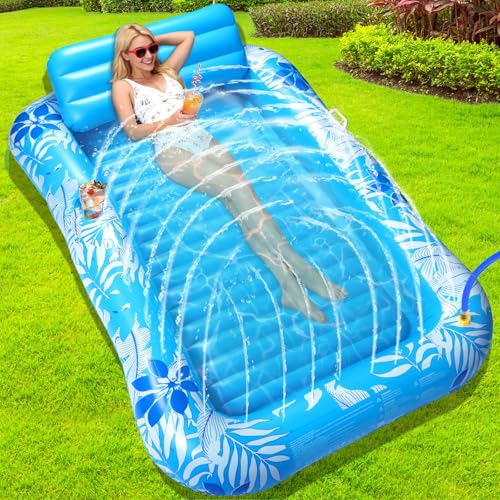Matelas gonflable piscine grand format pour bronzer sans souffrir de la chaleur avec jet d'eau