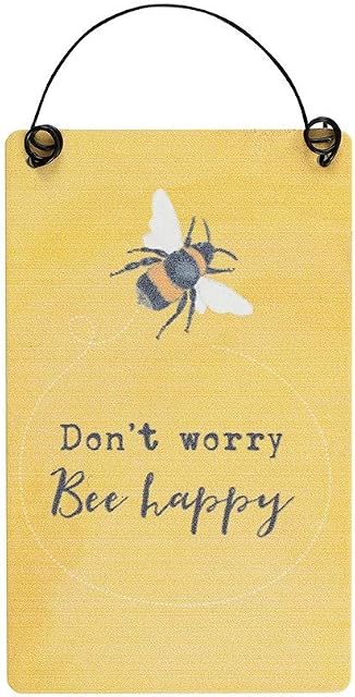 Something Different Mini Sign | Don't Worry Bee Happy | H:10cm X W:5cm X D:0.3cm | Pack of 1,yellow